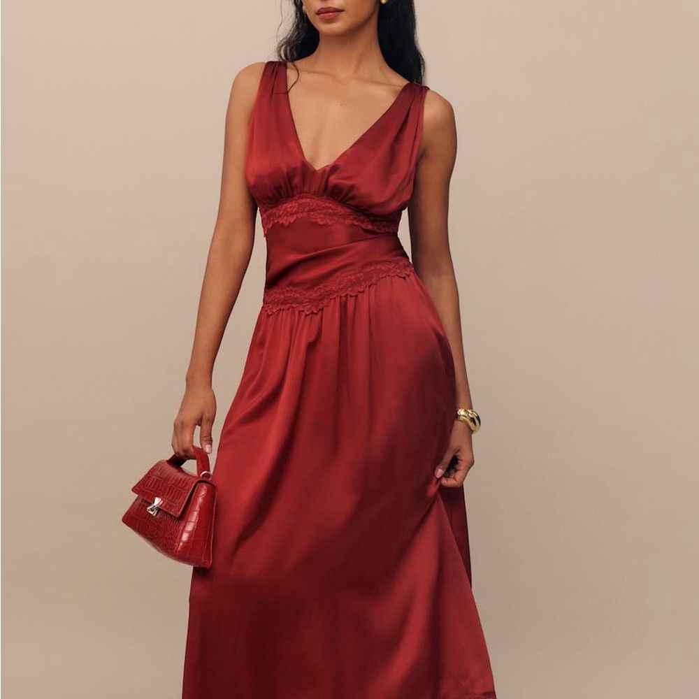 Reformation Red 100% Silk Dress